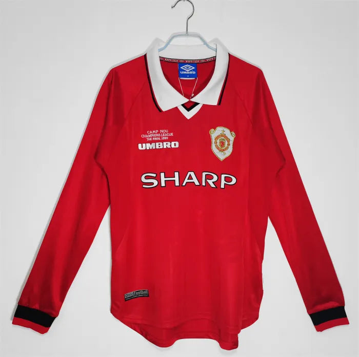 Manchester United Home Long Sleeve Retro Jersey Champions League 1999/00